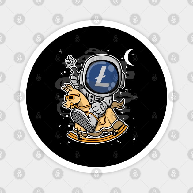 Astronaut Horse Litecoin LTC Coin To The Moon Crypto Token Cryptocurrency Blockchain Wallet Birthday Gift For Men Women Kids Magnet by Thingking About